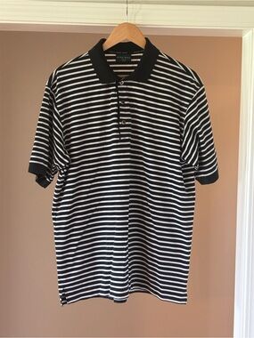 Hugo Boss Golf Black & White Striped Polo Shirt - Men's